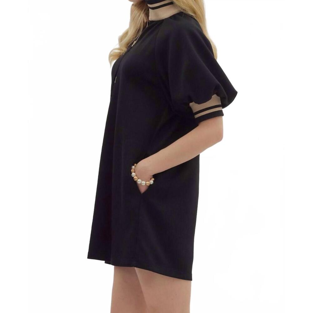 entro Black Mini Dress with Gold Trim - Picture 3 of 7